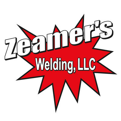 Zeamer's Welding logo - a red blast with their name in white